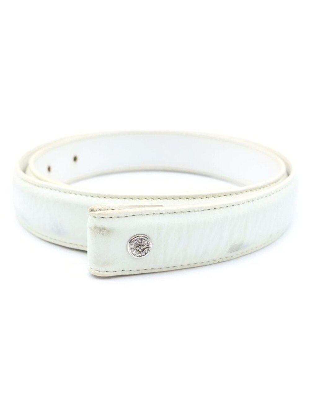 Chrome Hearts 1.0 Strap Horseshoe Rivets Leather Belt White
